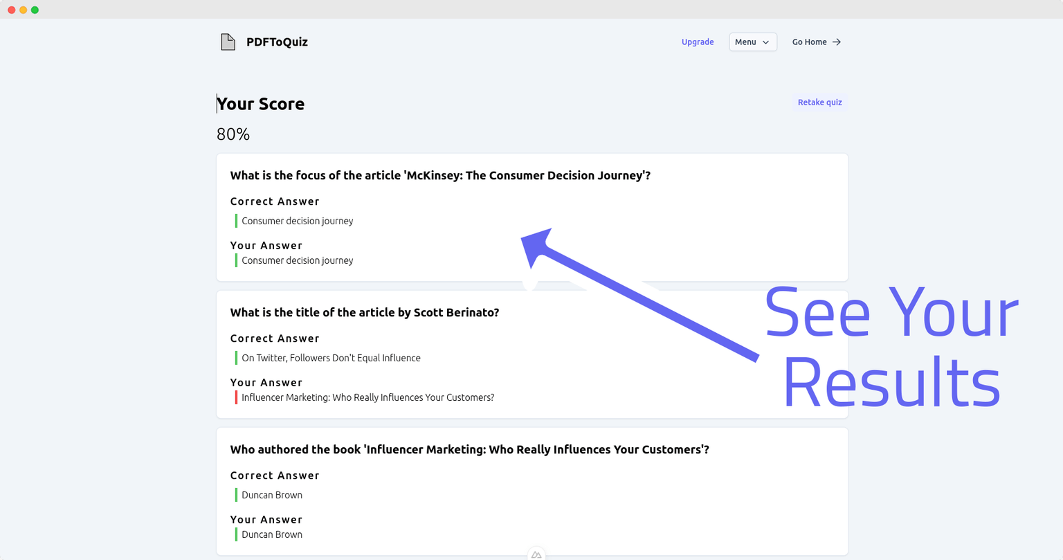 Take your Quiz and Get Instant Feedback